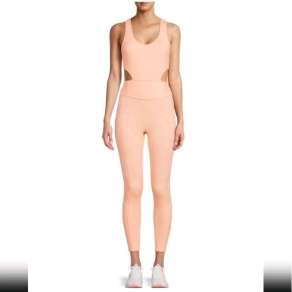 Free People Movement‎ Womens L Back It Up Cutout Jumpsuit Romper Peach